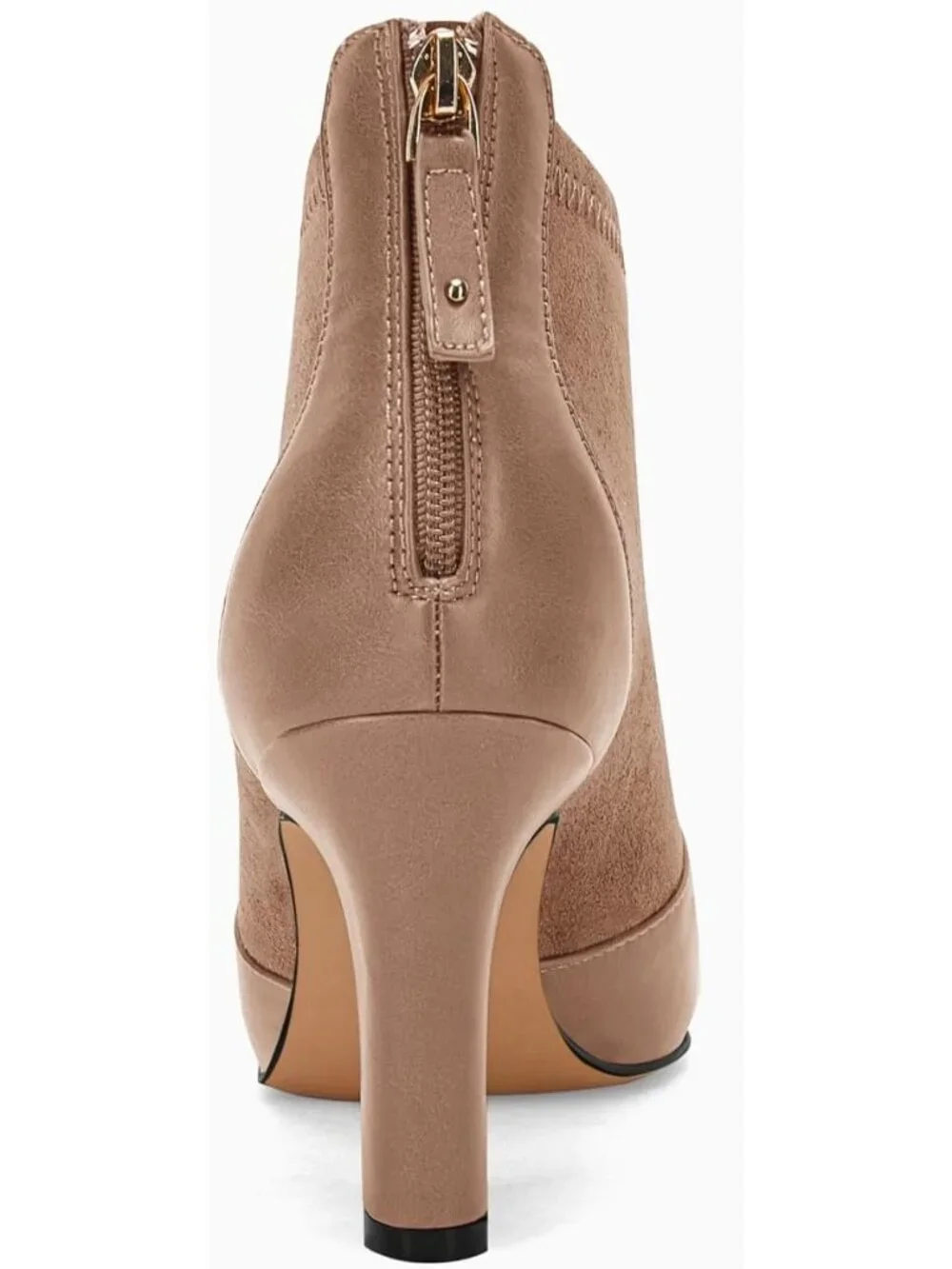 Women's Taupe Pointed Toe Stiletto Heel Splicing Back Zipper Ankle Boots